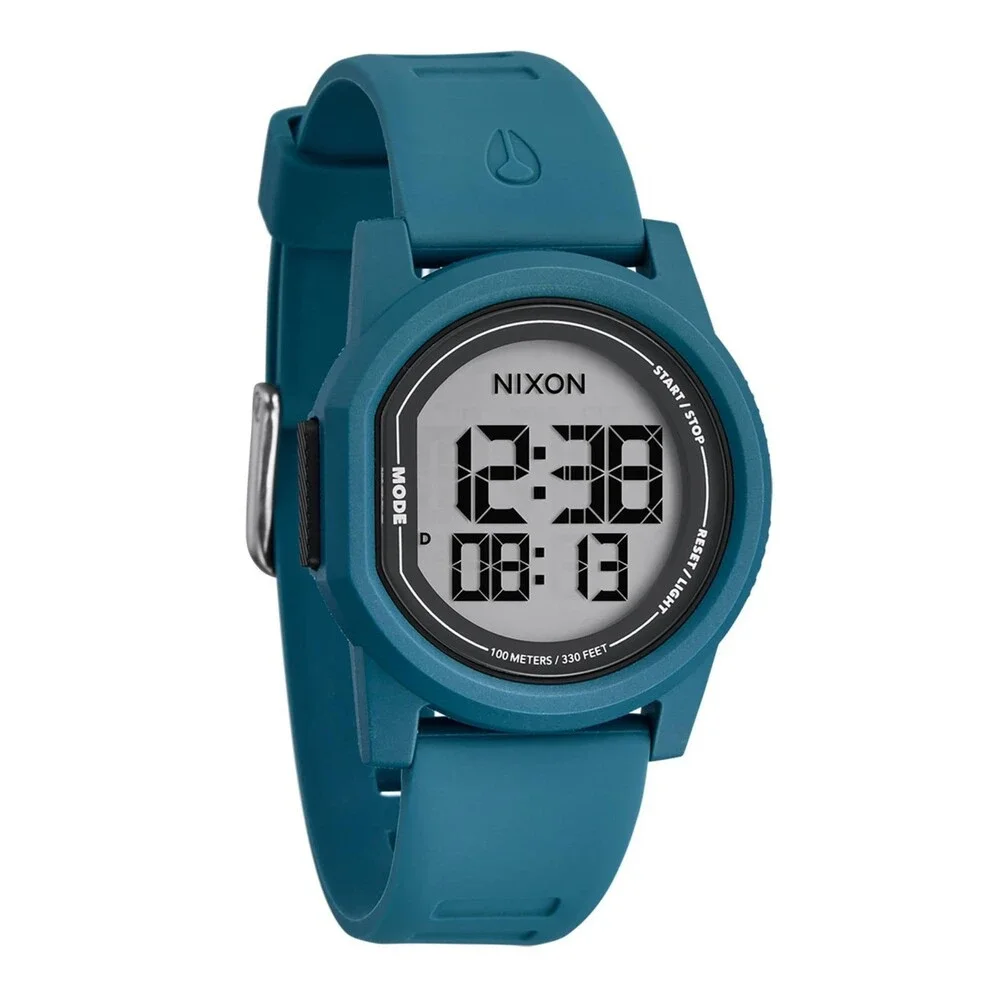 Nixon Disk Digital Watch Men's OS Oceanic Geometric Case Silicon Band SGN1784